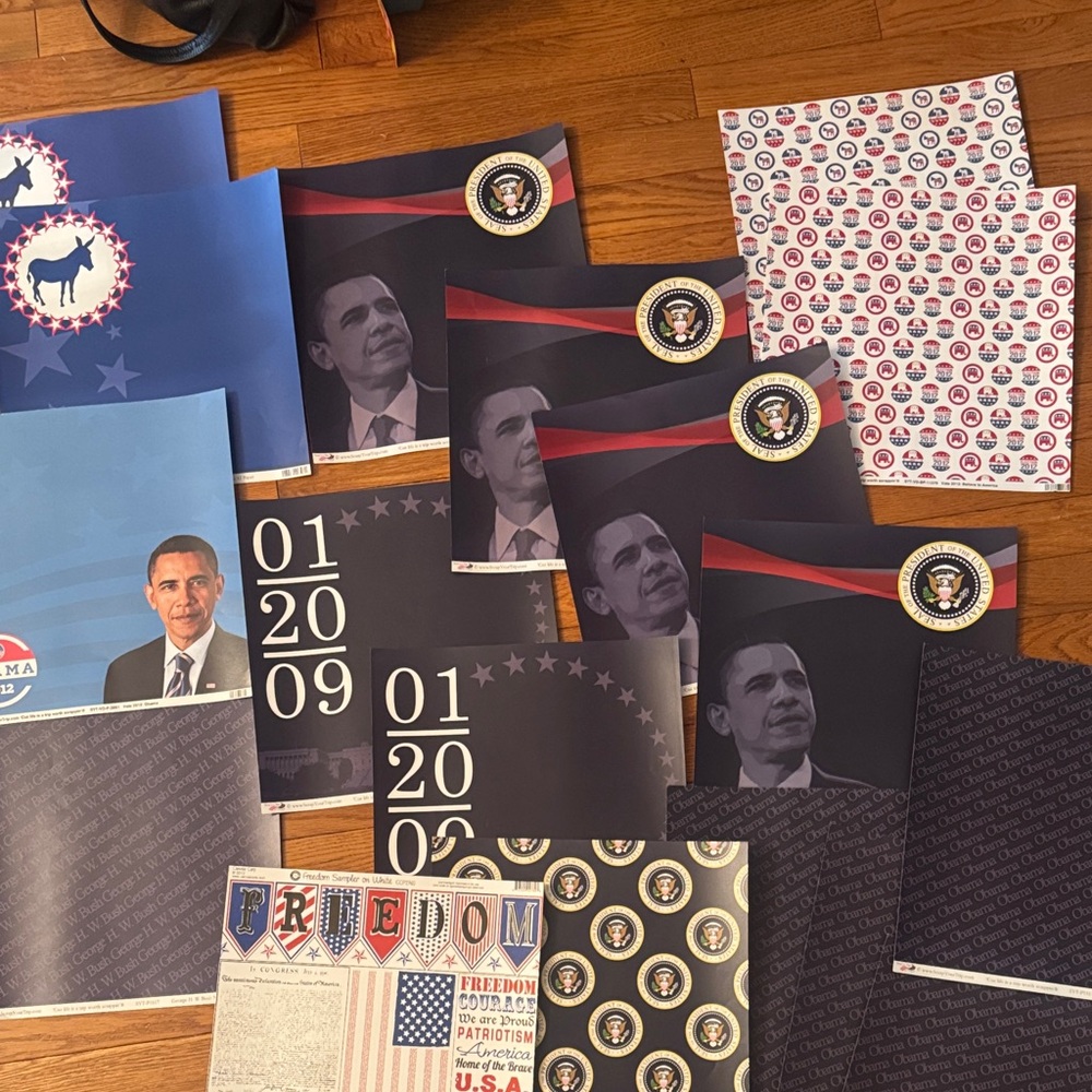 President Obama Rare 2012 Presidential Election Scrapbook Paper and Stickers
